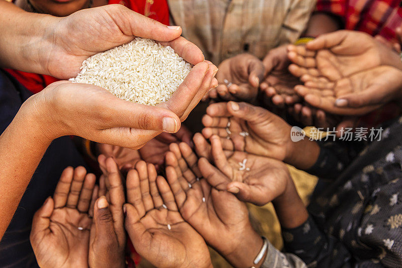 Poor Indian children asking for food, India